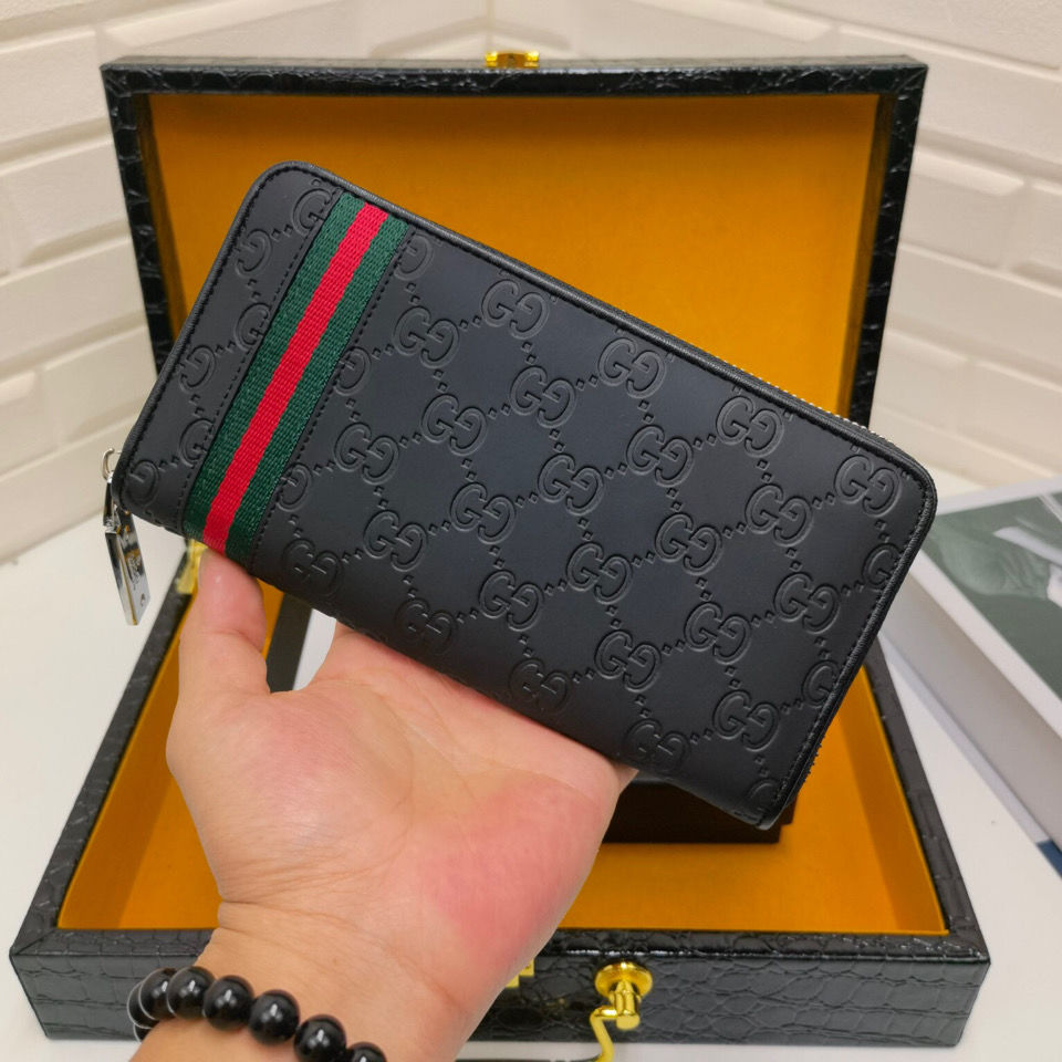 New Wallet Men's New Wallet Men's Leather Long Wallet Zipper Bag S02