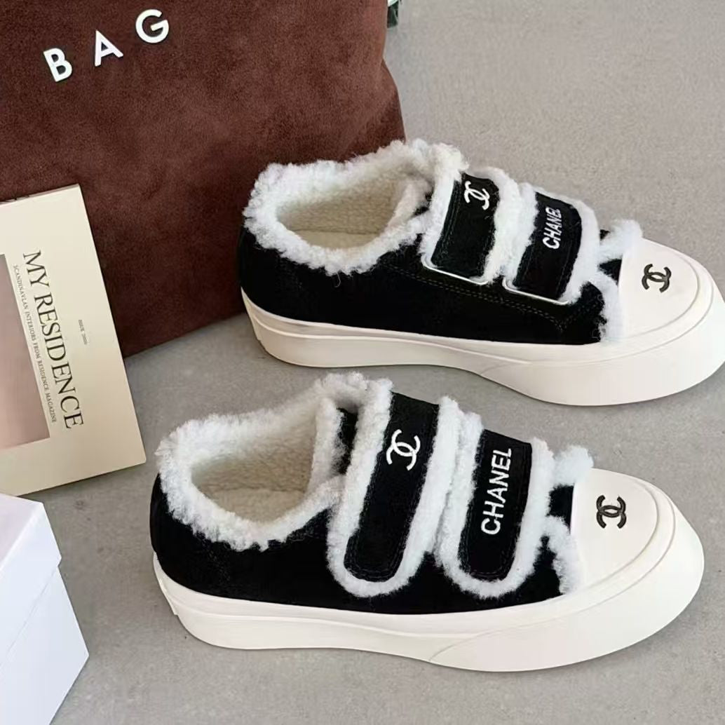 New Fashion Women's Velcro Fleece Lined Platform Sneakers PD1326101523