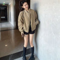 Women's Casual Jacquard & Rhinestone Baseball Jacket 0726091102