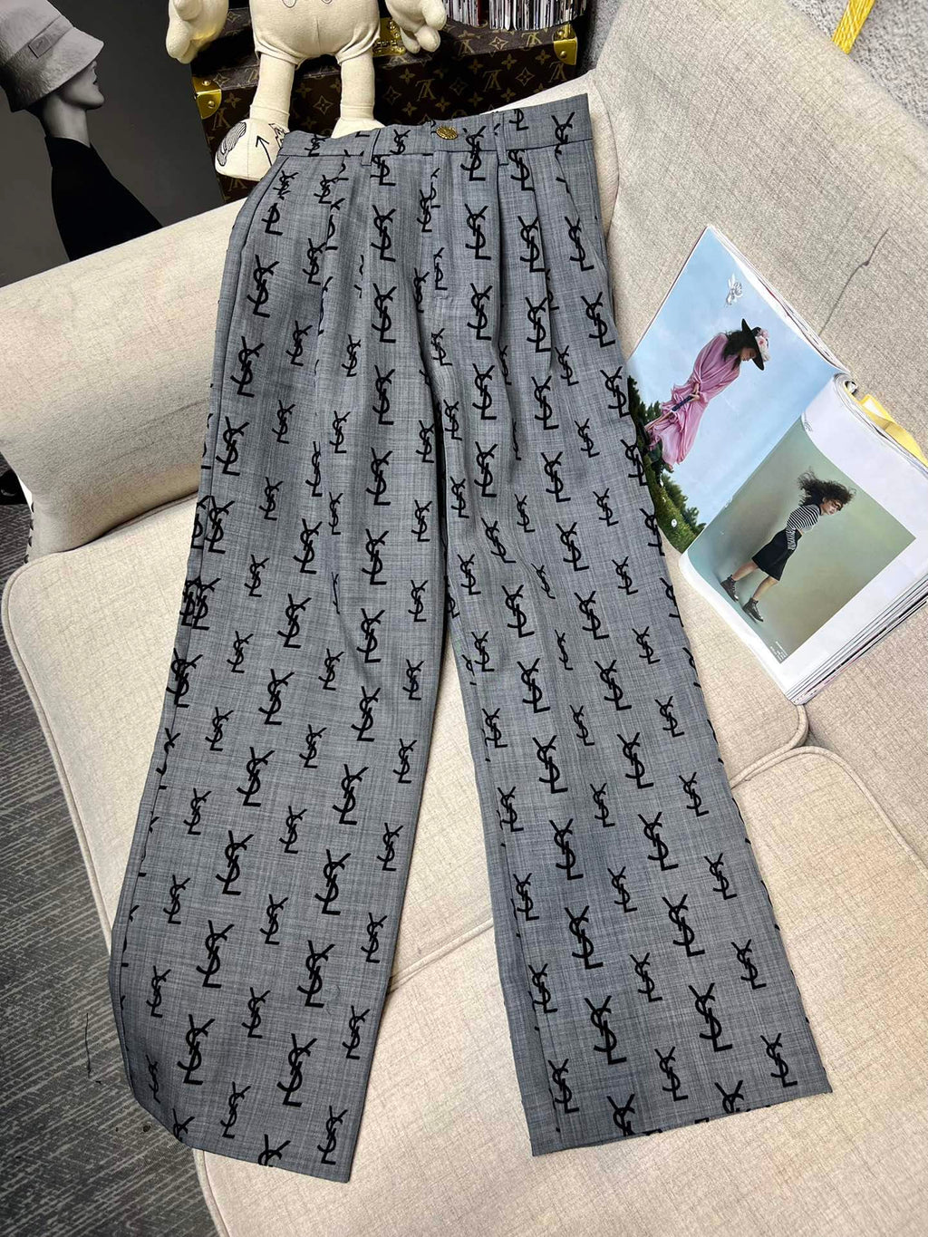 Flocked logo wide-leg trousers 1824021905
