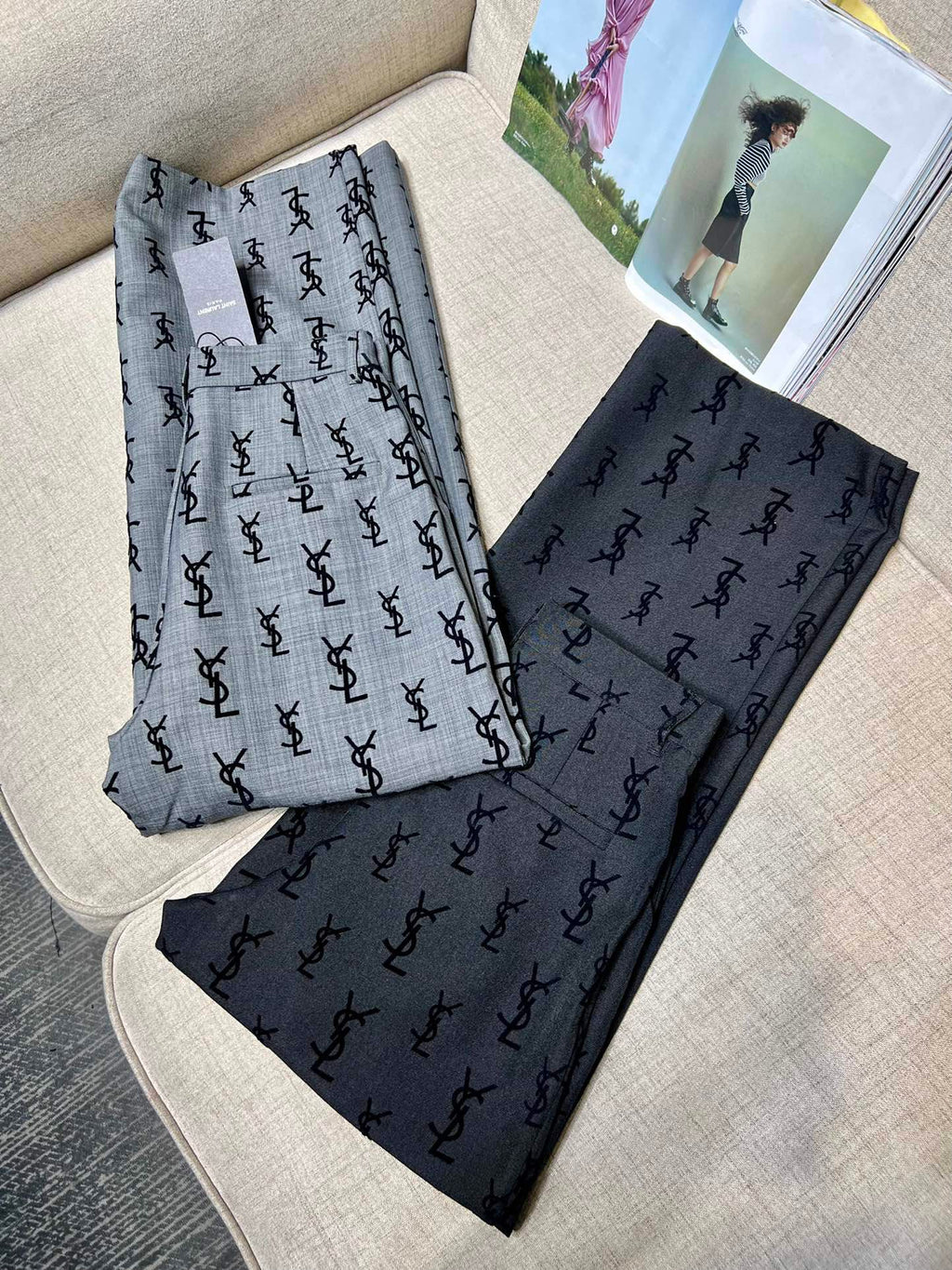 Flocked logo wide-leg trousers 1824021905