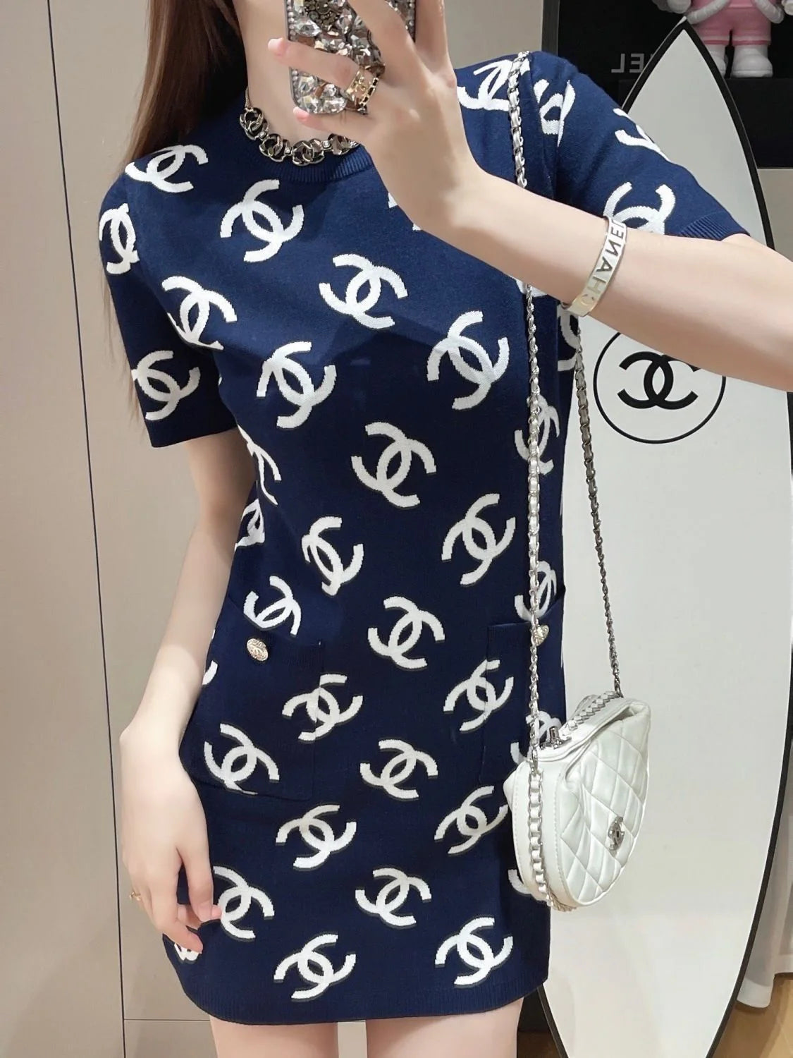 Fashion New Slim-fit Slim-fit Knitted Short-sleeved Dress 1024041621