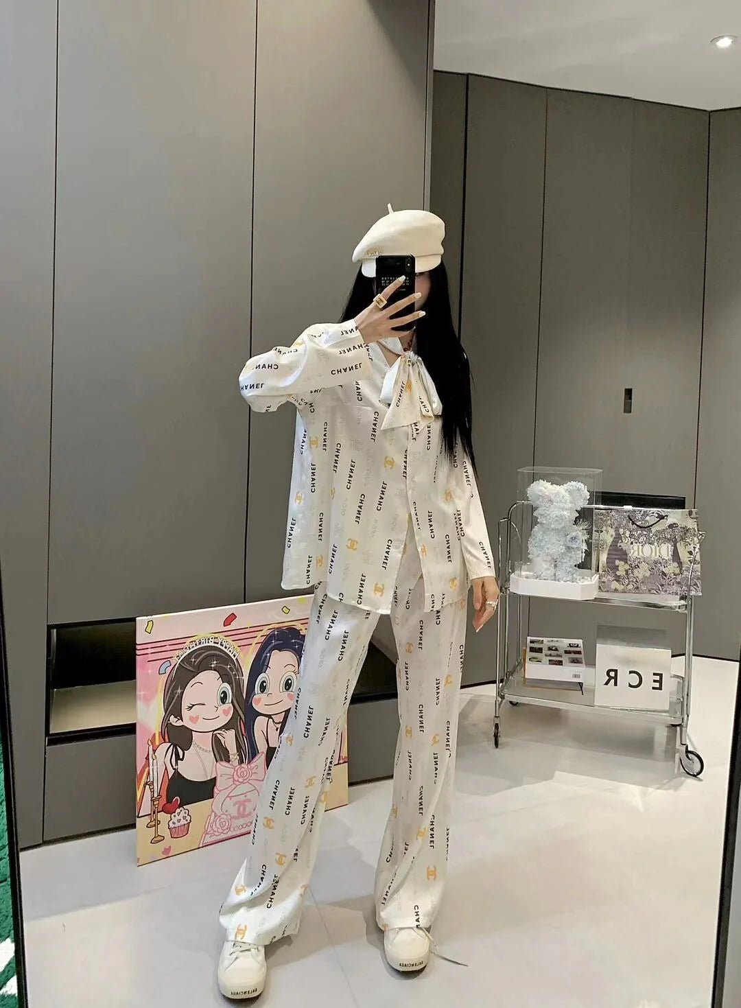 Premium Satin Print Shirt Trousers Suit 1024050910