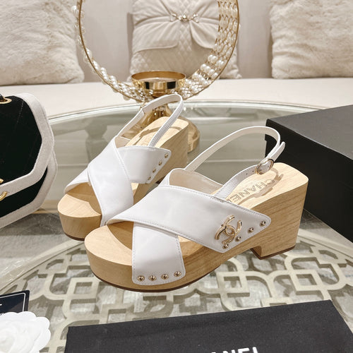 24ss wood grain platform sandals 0724071707