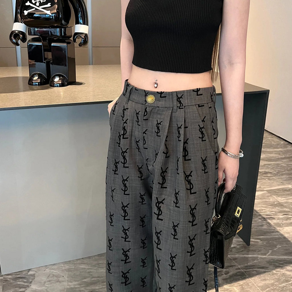 Flocked logo wide-leg trousers 1824021905