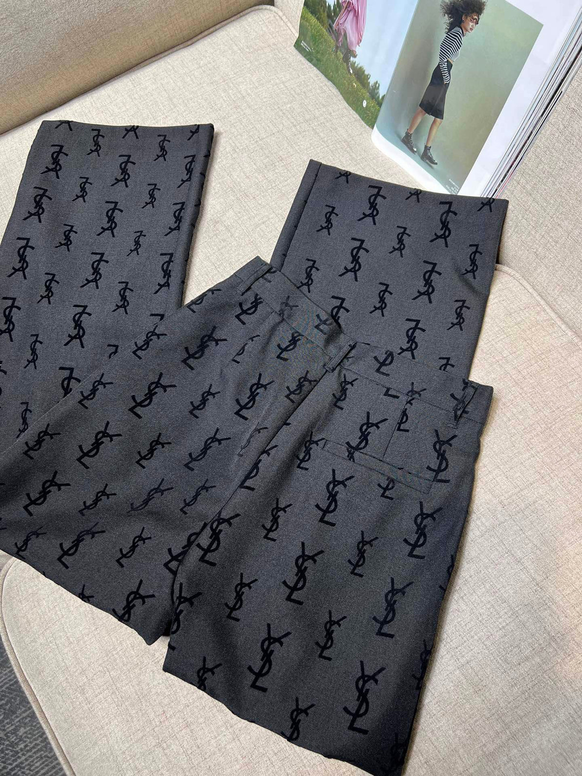 Flocked logo wide-leg trousers 1824021905