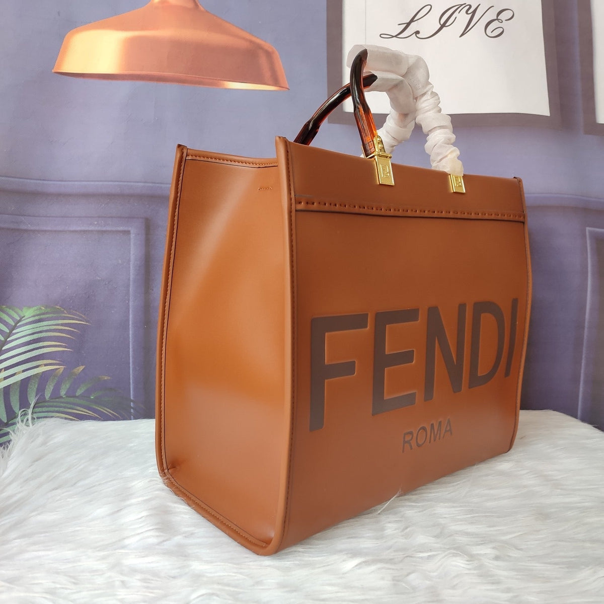 FF Fashion Brown Leather Tote Bag XC0723102602