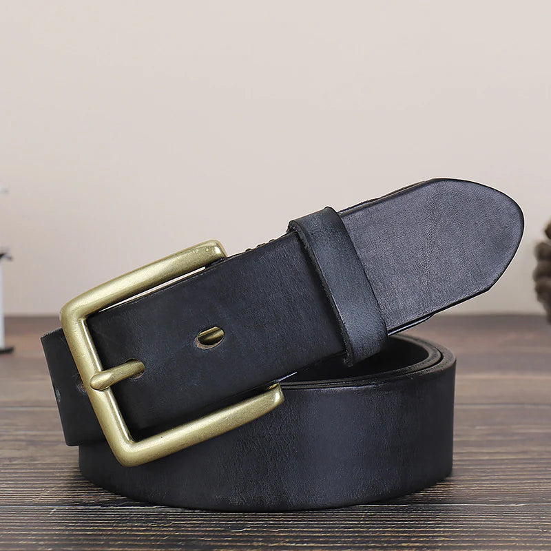 Pin buckle top layer cowhide casual retro pants belt accessories（3 color）