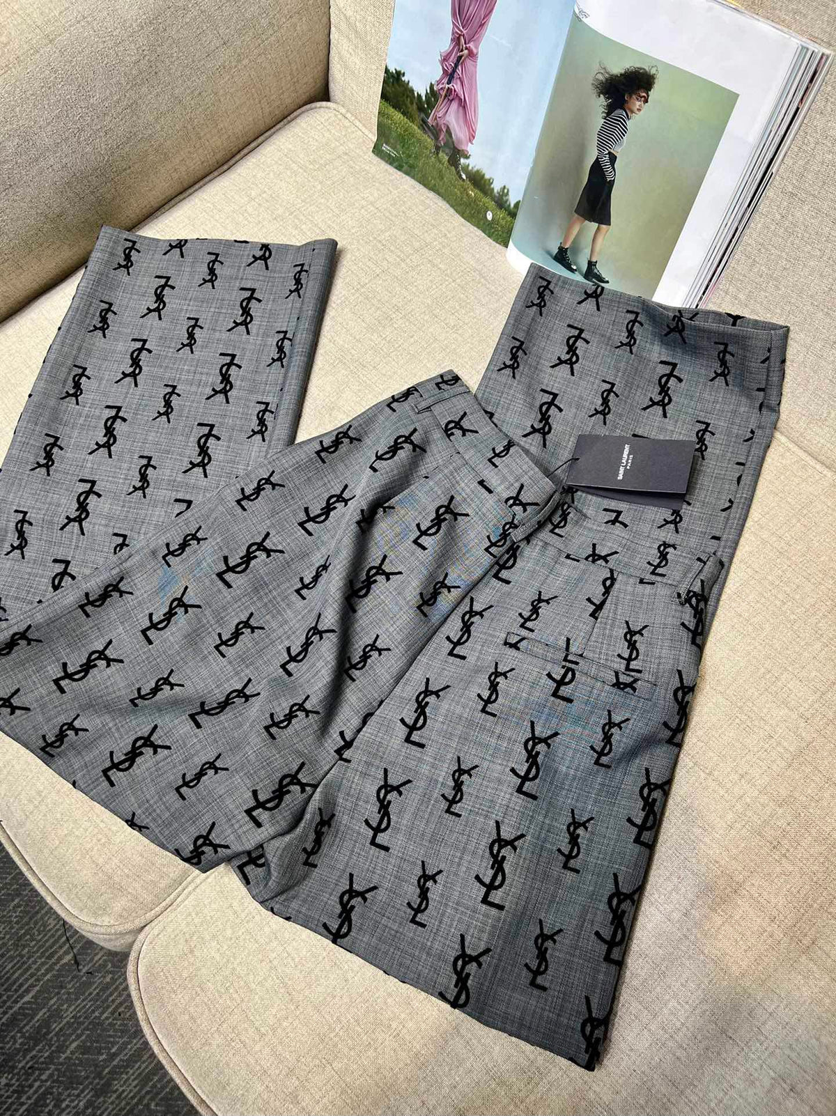 Flocked logo wide-leg trousers 1824021905