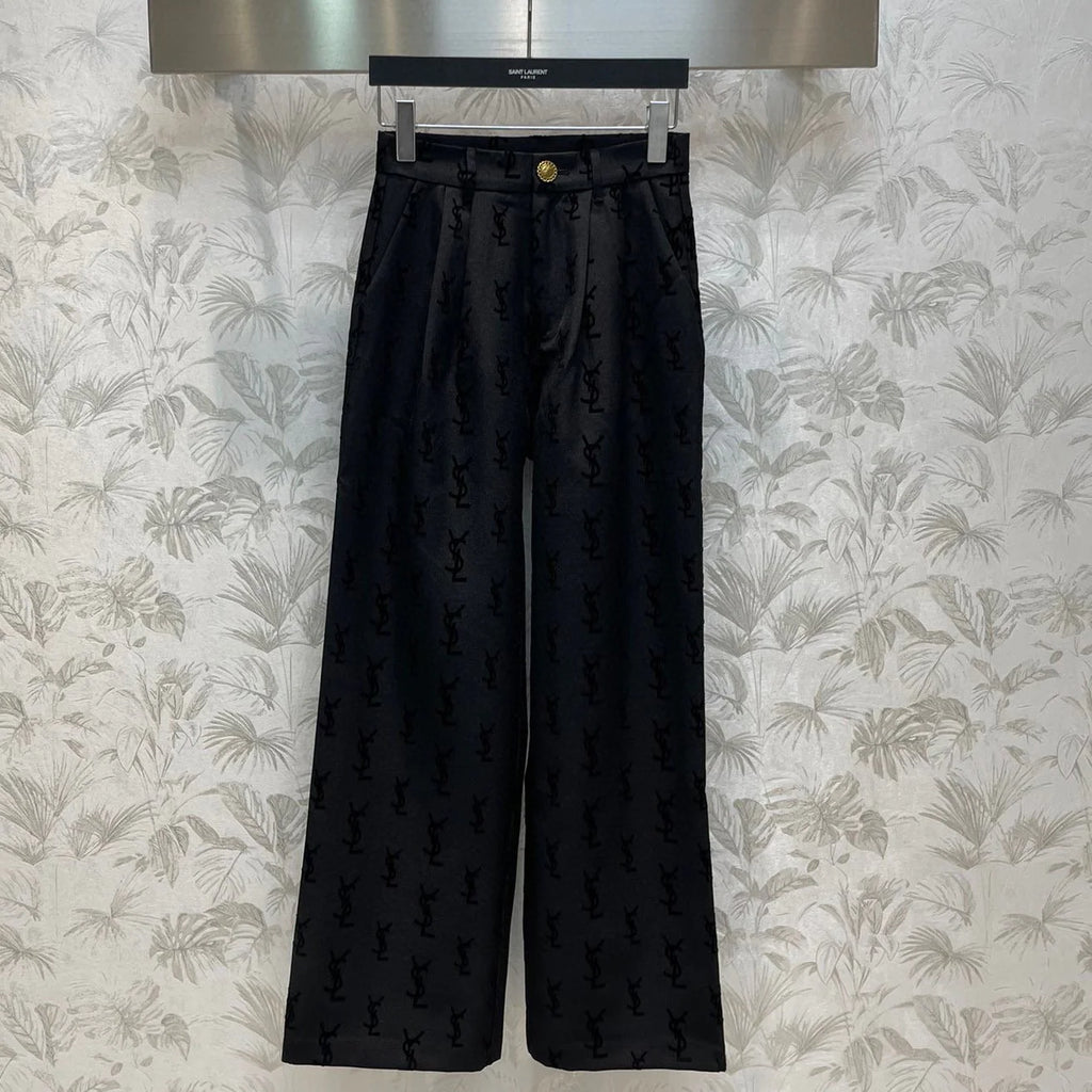 Flocked logo wide-leg trousers 1824021905