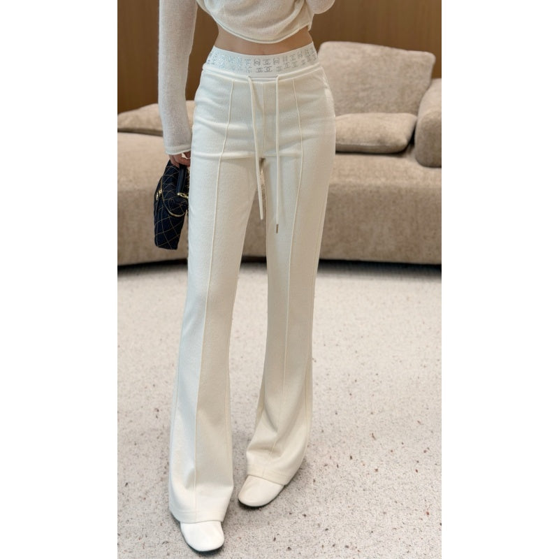 New Fashion Women's CCLetter Waist Drawstring Flared Pants DM1326100811
