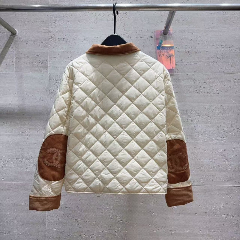 New Fashion Women's Contrast Collar Diamond Quilted Jacket CQQ1326102011