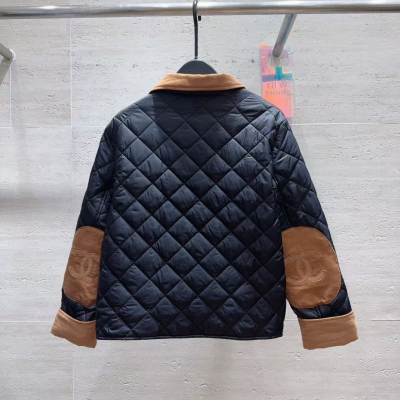 New Fashion Women's Contrast Collar Diamond Quilted Jacket CQQ1326102011