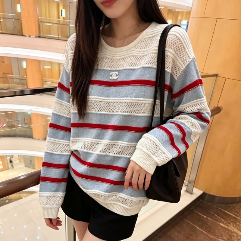 New Fashion Women's CC Knit Long Sleeve Top DM1326092403