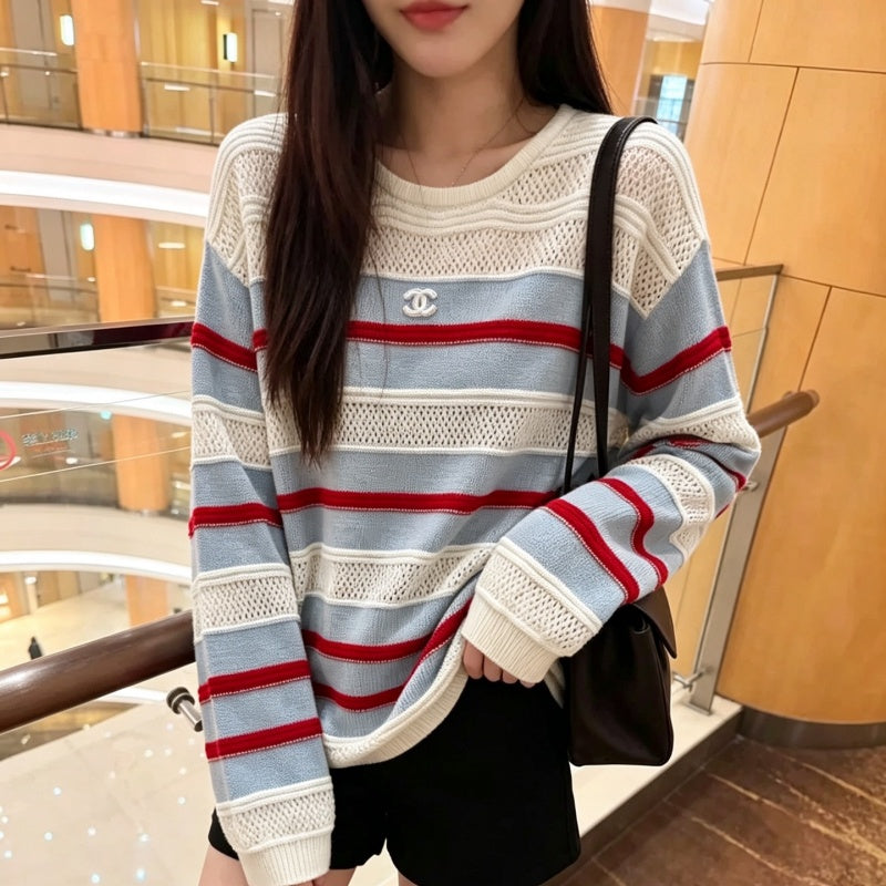 New Fashion Women's CC Knit Long Sleeve Top DM1326092403
