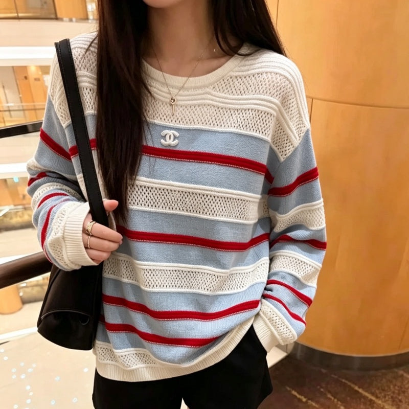 New Fashion Women's CC Knit Long Sleeve Top DM1326092403
