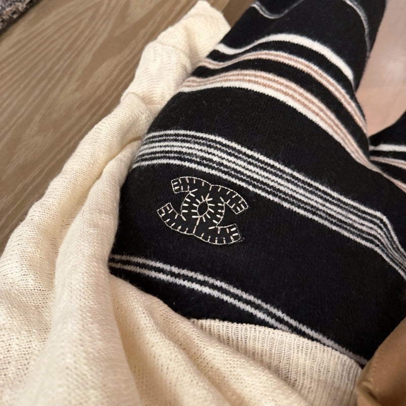New Fashion Women's CC Striped Knit Wide Leg Pants CQQ1326092405