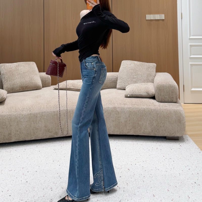New Fashion Women's CC Split Flared Jeans CQQ1326092409