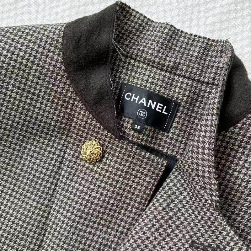 New Fashion Women's CC Houndstooth Cropped Blazer DM1326092419