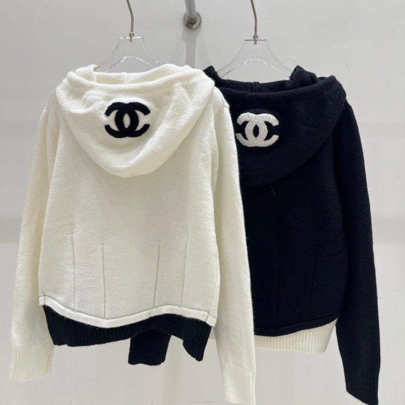 New Fashion Women's CC Hooded Zip-Up Knit Cardigan DM1326092422