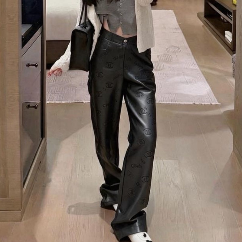 New Fashion Women's CC Faux Leather Pants  DM1326092424