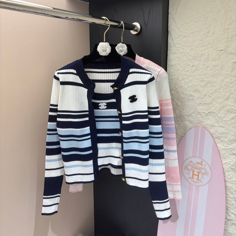 New Fashion Women's Striped Knit 2-Piece Set  DM132609230