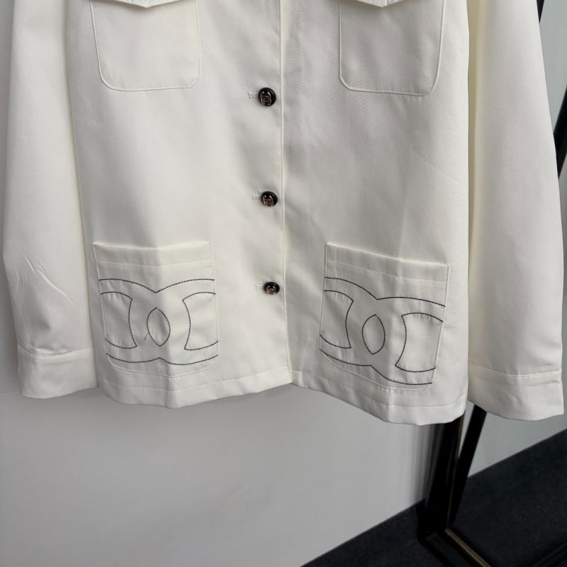 New Fashion Women's CC Contrast Collar Jacket DM1326092831