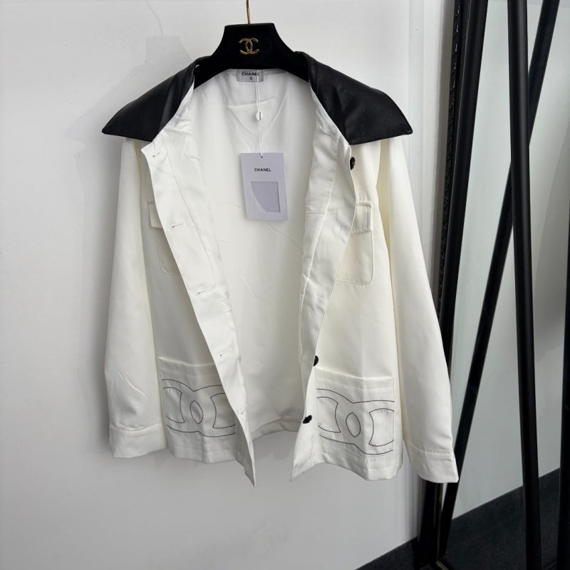 New Fashion Women's CC Contrast Collar Jacket DM1326092831