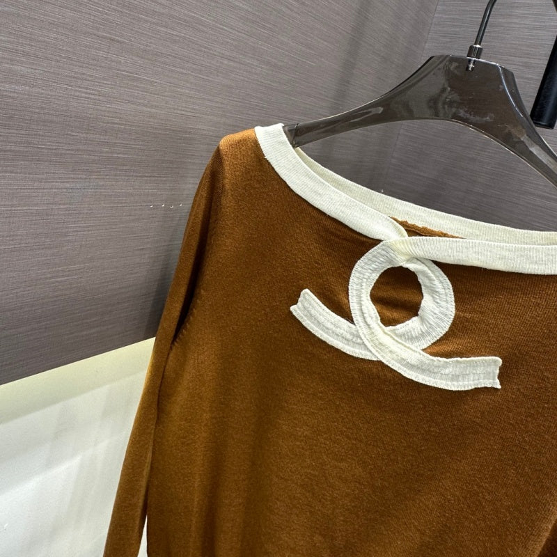 New Fashion Women's CC Contrast Color Knit Top DM1326092832