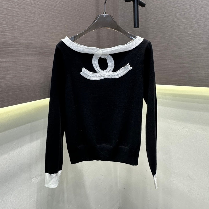New Fashion Women's CC Contrast Color Knit Top DM1326092832