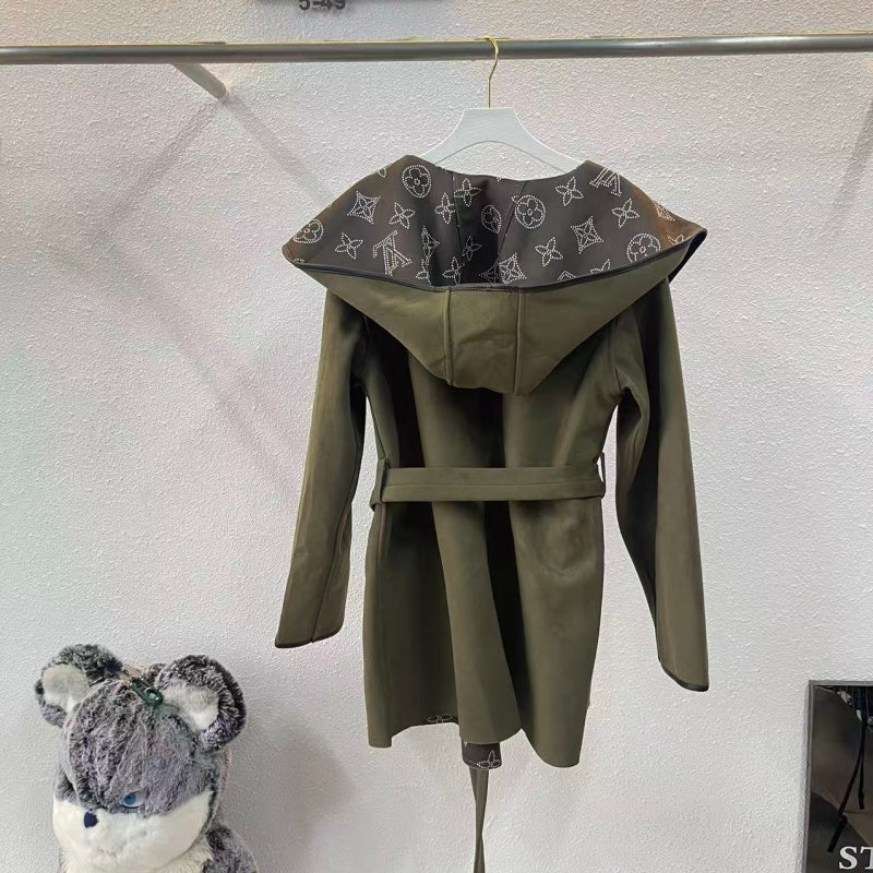 New Fashion Women 1V Suede Wrap Coat DM1326092905