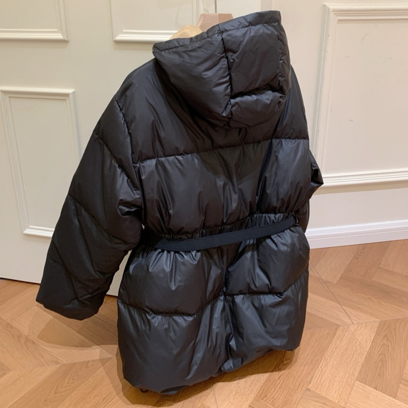 New Fashion Women Hooded Puffer Jacket With Waist Belt DM1326092929