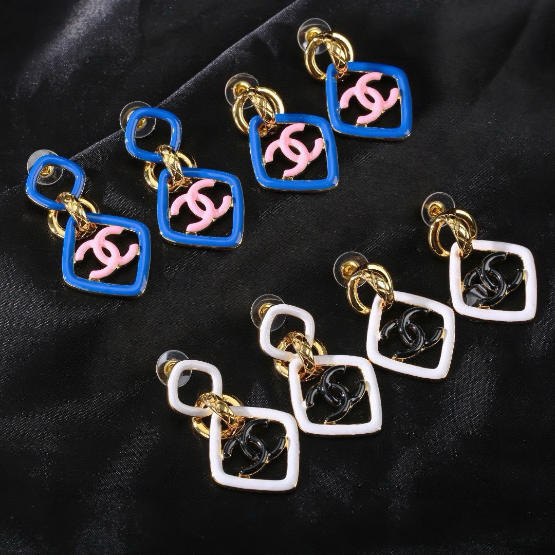 New Fashion Double C Enamel Square Drop Earrings ZS1326100902