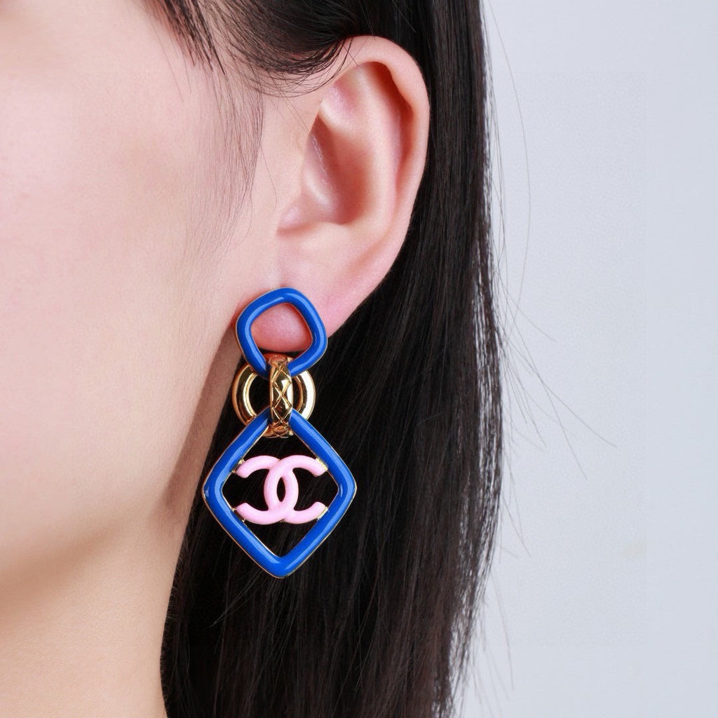 New Fashion Double C Enamel Square Drop Earrings ZS1326100902