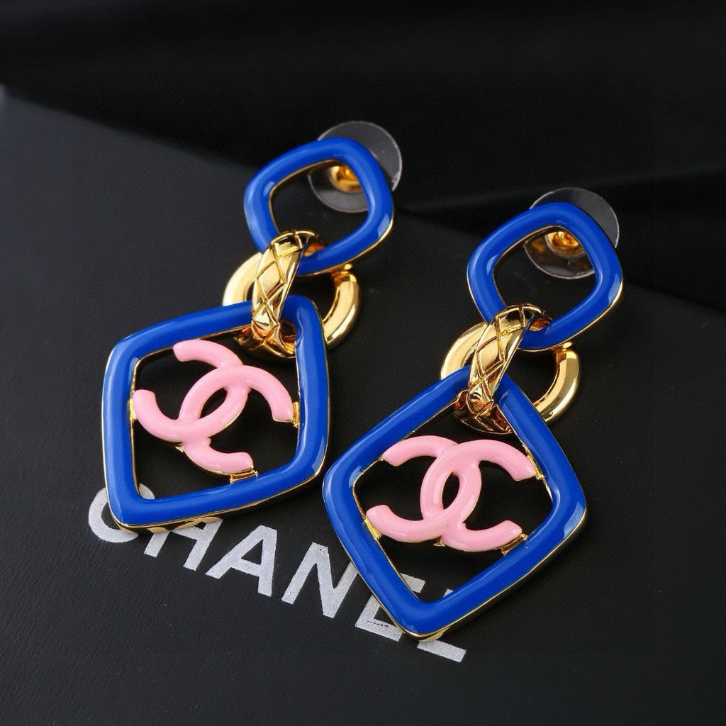 New Fashion Double C Enamel Square Drop Earrings ZS1326100902