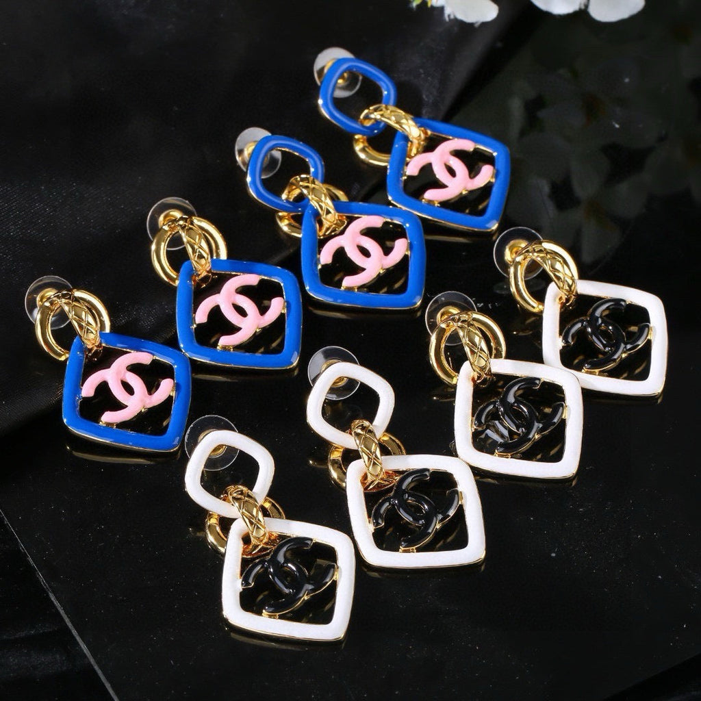 New Fashion Double C Enamel Square Drop Earrings ZS1326100902