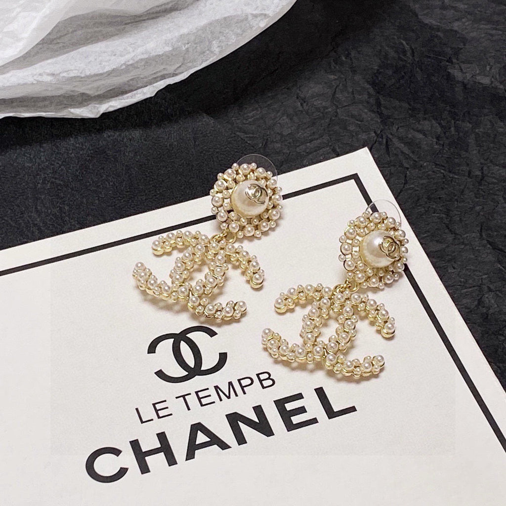 New Fashion Pearl Double C Drop Earrings ZS1326100905