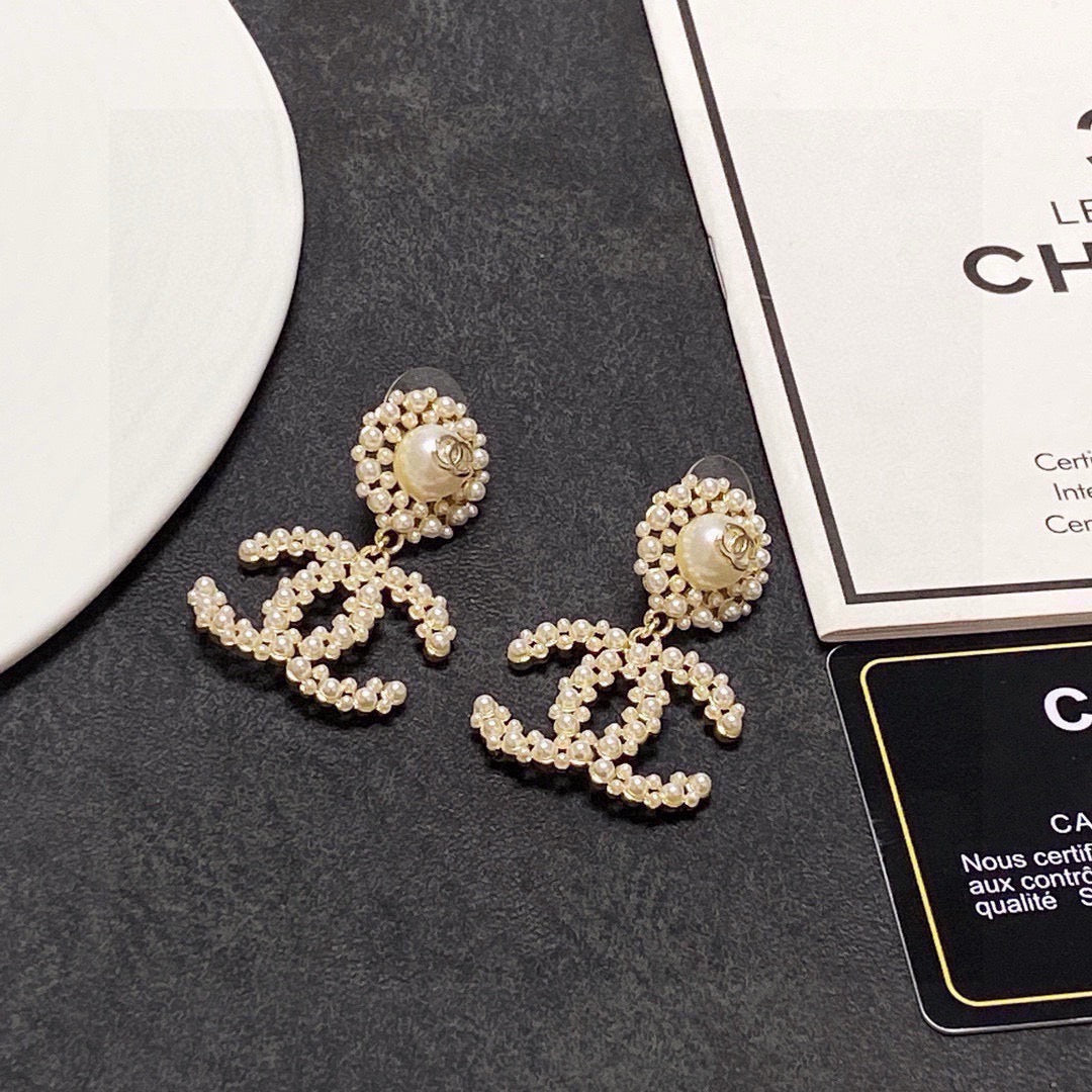 New Fashion Pearl Double C Drop Earrings ZS1326100905