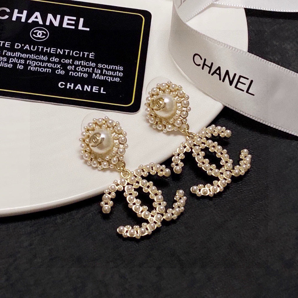 New Fashion Pearl Double C Drop Earrings ZS1326100905