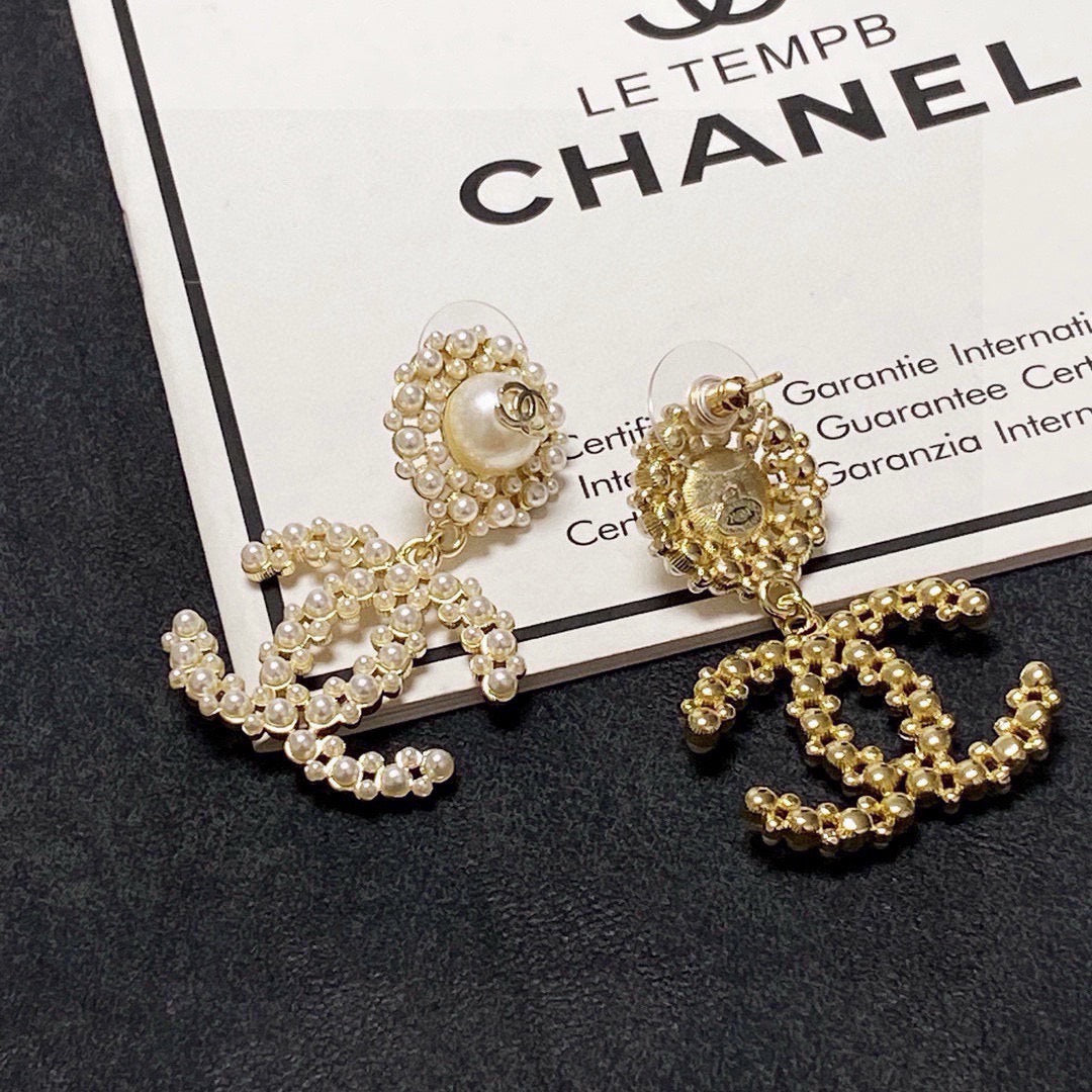 New Fashion Pearl Double C Drop Earrings ZS1326100905