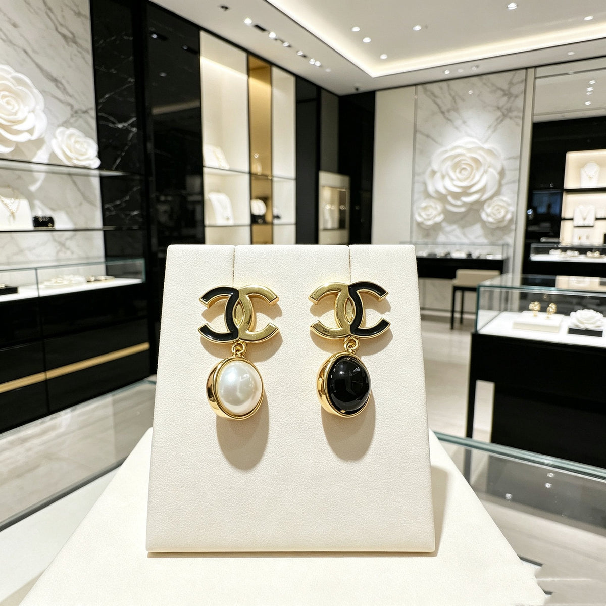 New Fashion Women's CC Pearl Drop Earrings ZS1326101001
