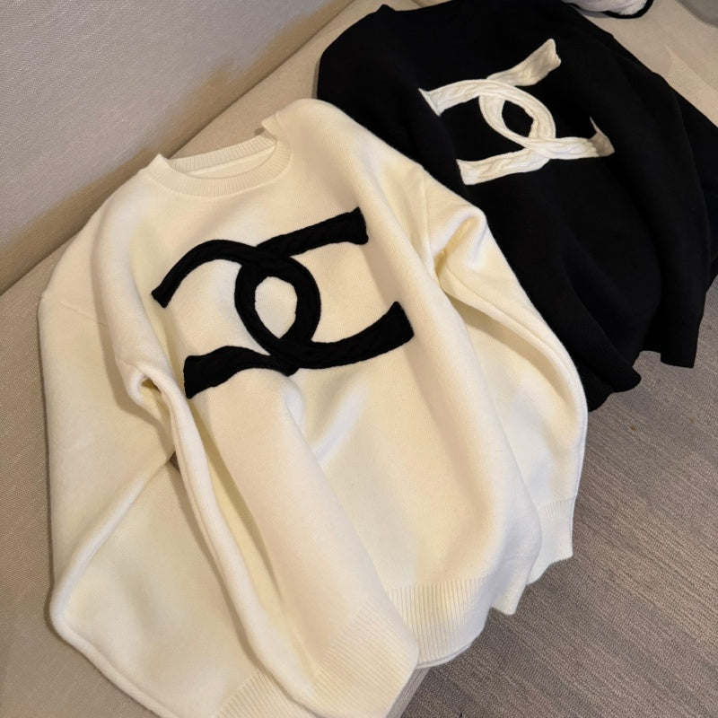 New Fashion Women's CC Crew Neck Knit Sweater DM1326101029