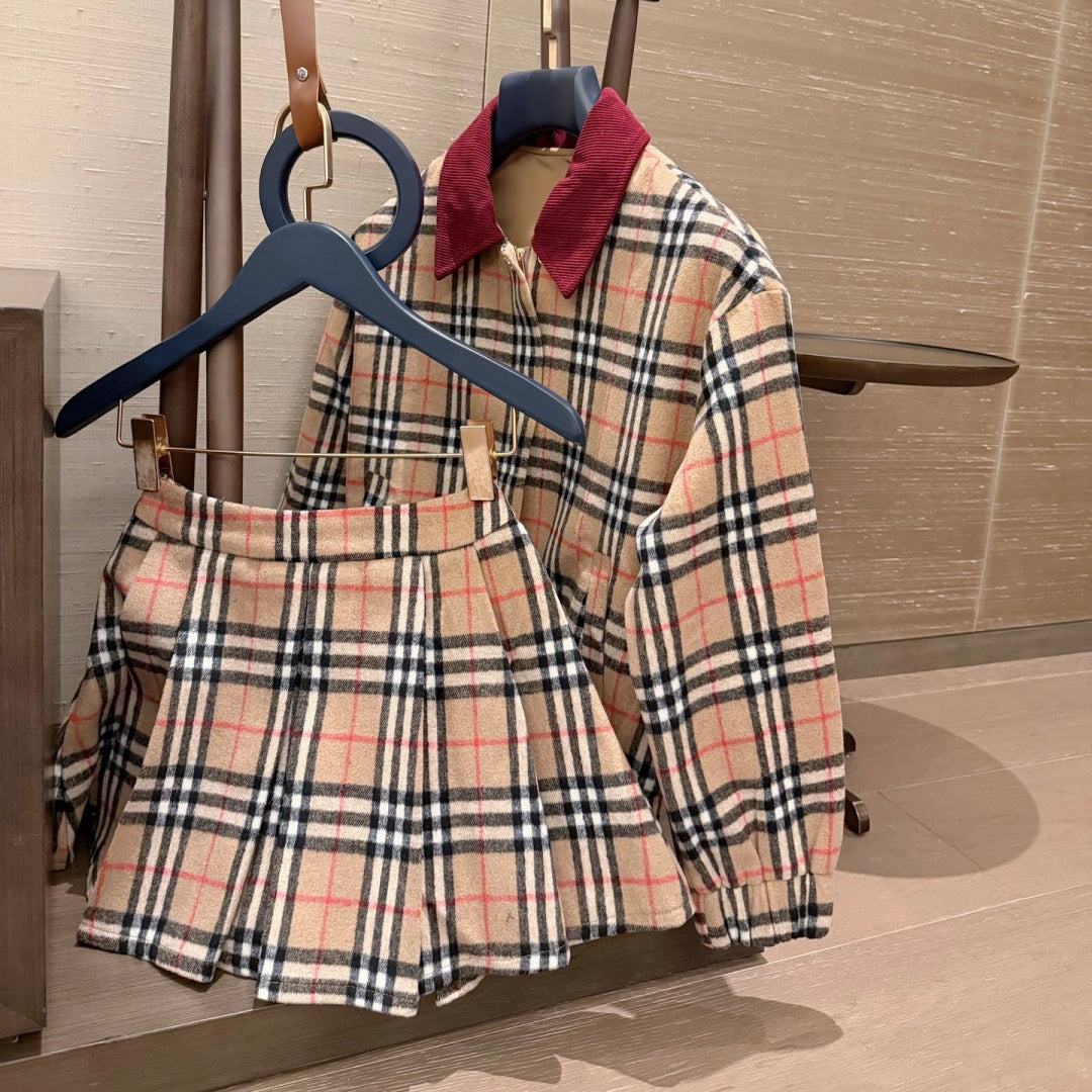 New Fashion Women's Plaid Jacket & Skirt Set DM1326101506