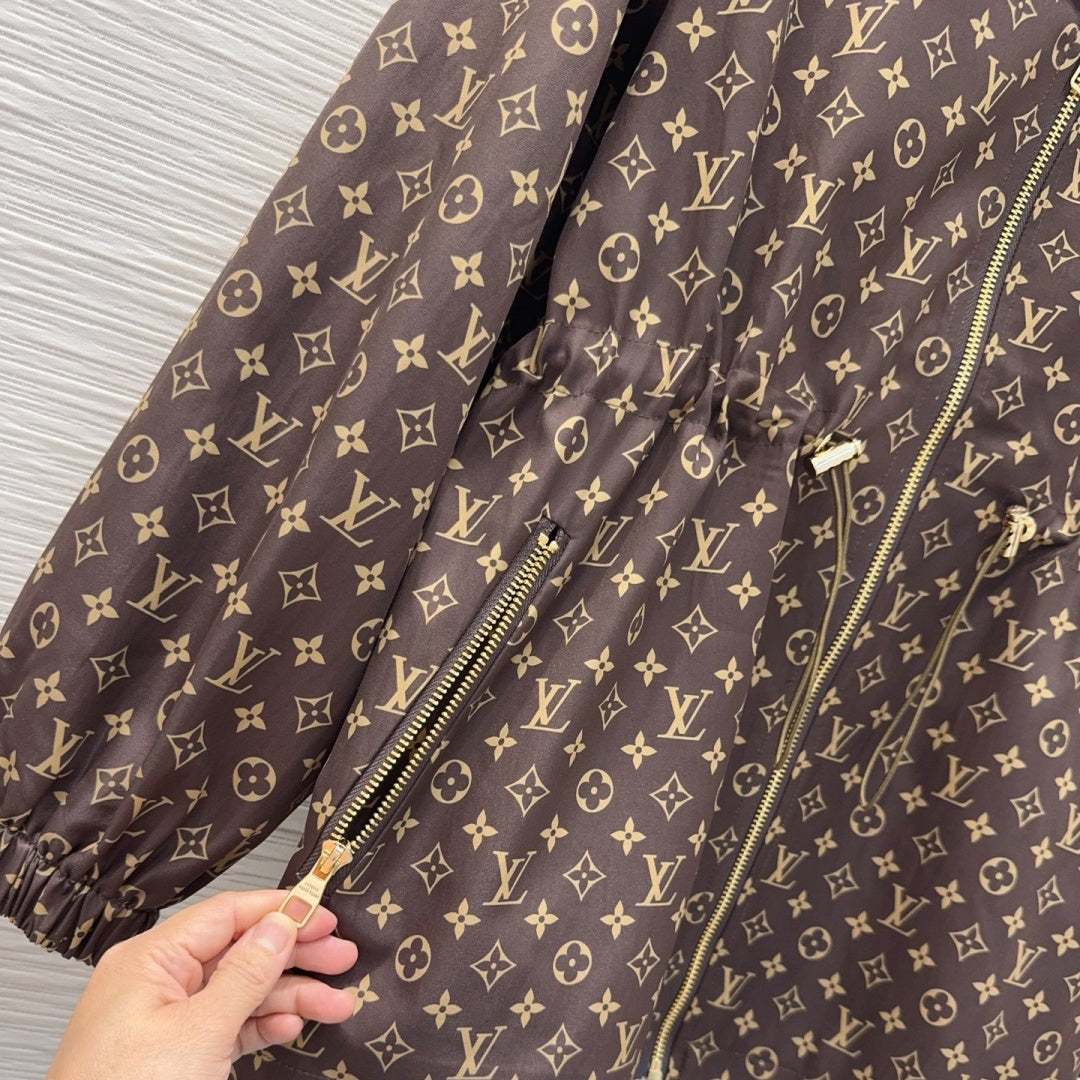 New Fashion Women's All Over Print Drawstring Hooded Jacket DM1326101508