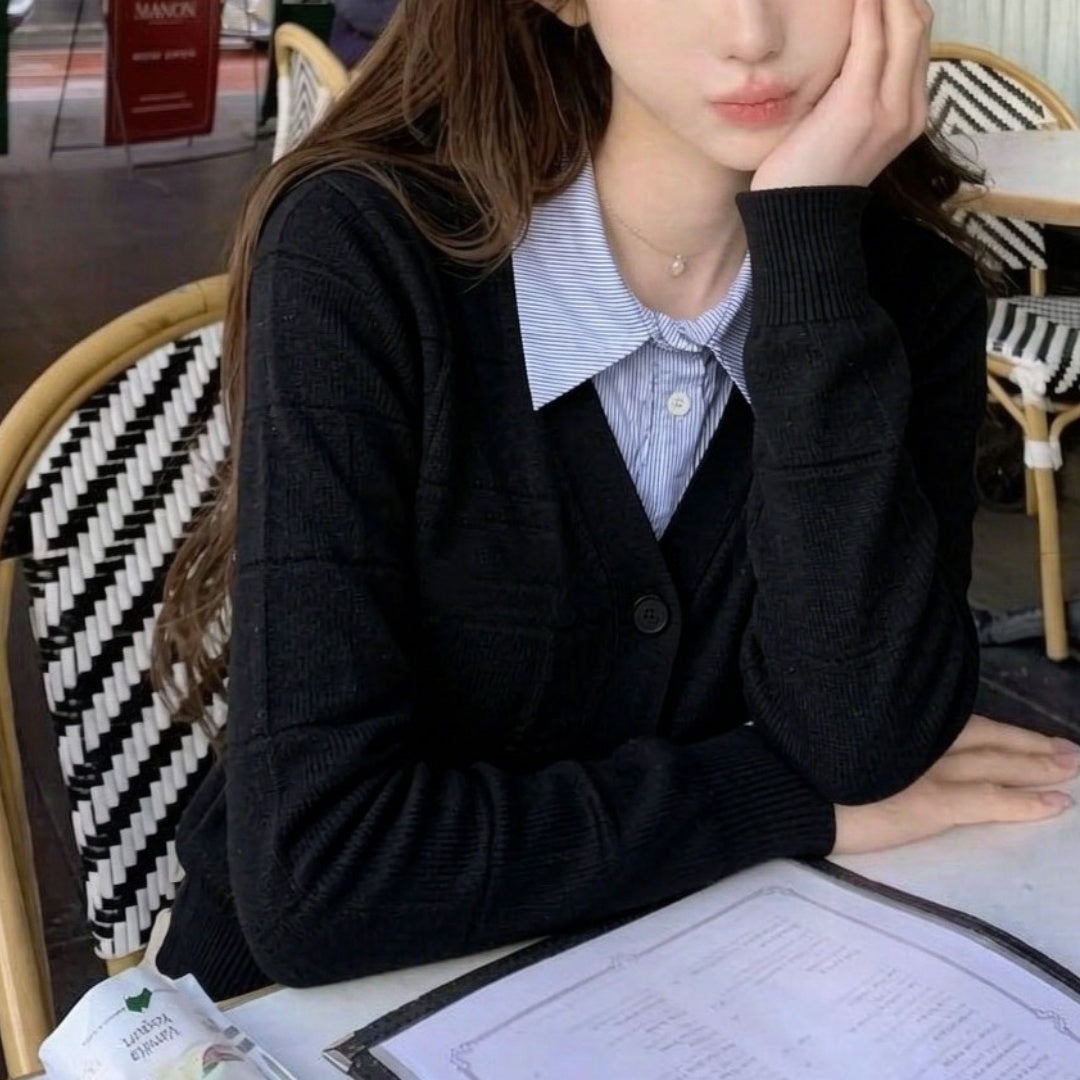 New Fashion Women's Faux Two-Piece Knit Cardigan DM1326101515