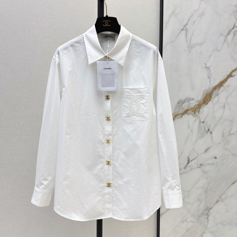 New Fashion Women's Embroidered Pocket Shirt CQQ1326101518