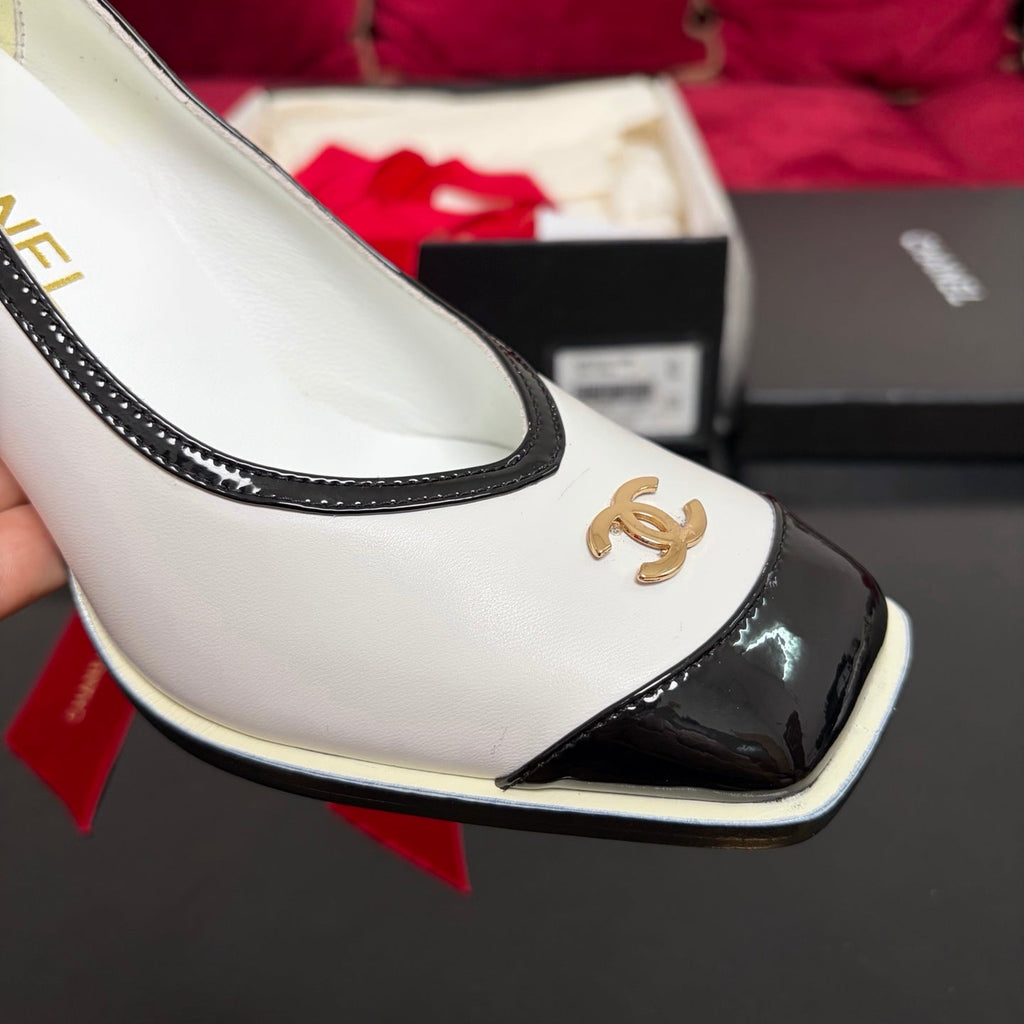 New Arrival Women's CC Logo Block Square Toe Block Heel Pumps XC1326102306