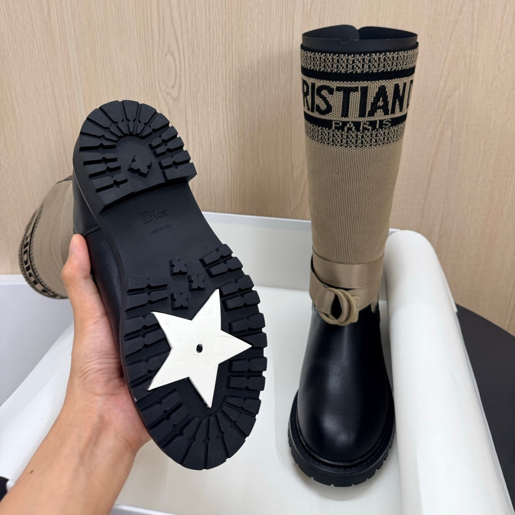 New Arrival Women's Logo Webbing Patch Knee High Boots PF1326102308