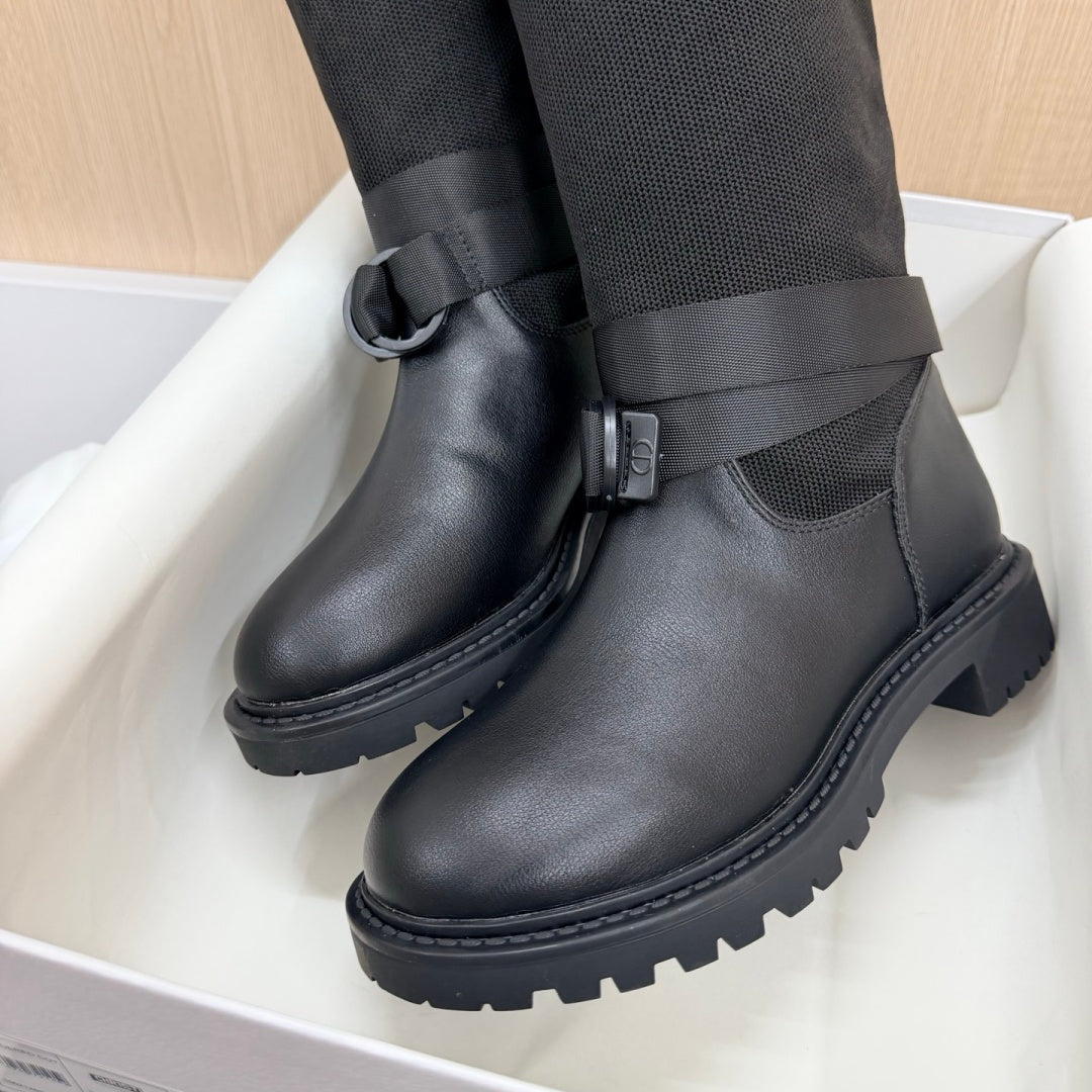 New Arrival Women's Logo Webbing Patch Knee High Boots PF1326102308