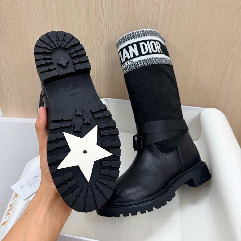New Arrival Women's Logo Webbing Patch Knee High Boots PF1326102308